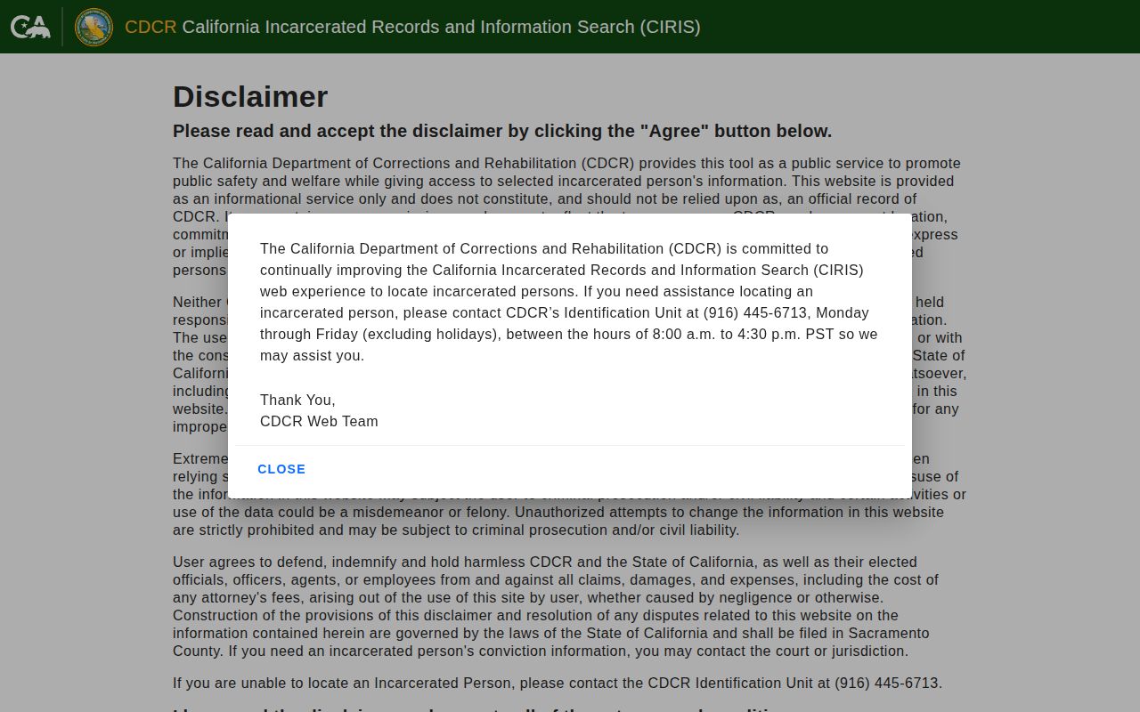 CDCR state prison records search for an Imperial County commitment