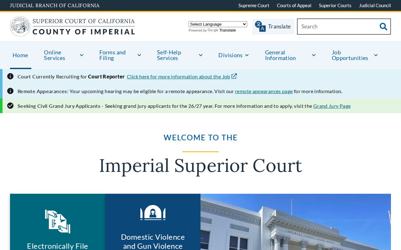Imperial County arrest court record and disposition gateway