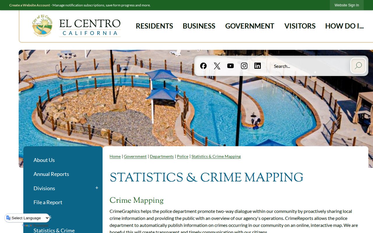 El Centro incident crime map, not a busted mugshots arrest roster