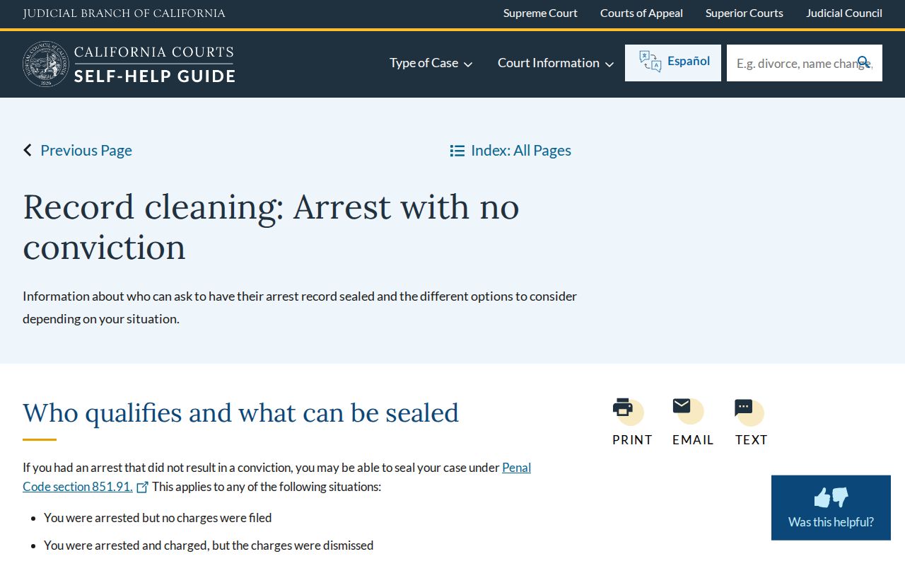 California arrest record sealing guidance for an Imperial County booking
