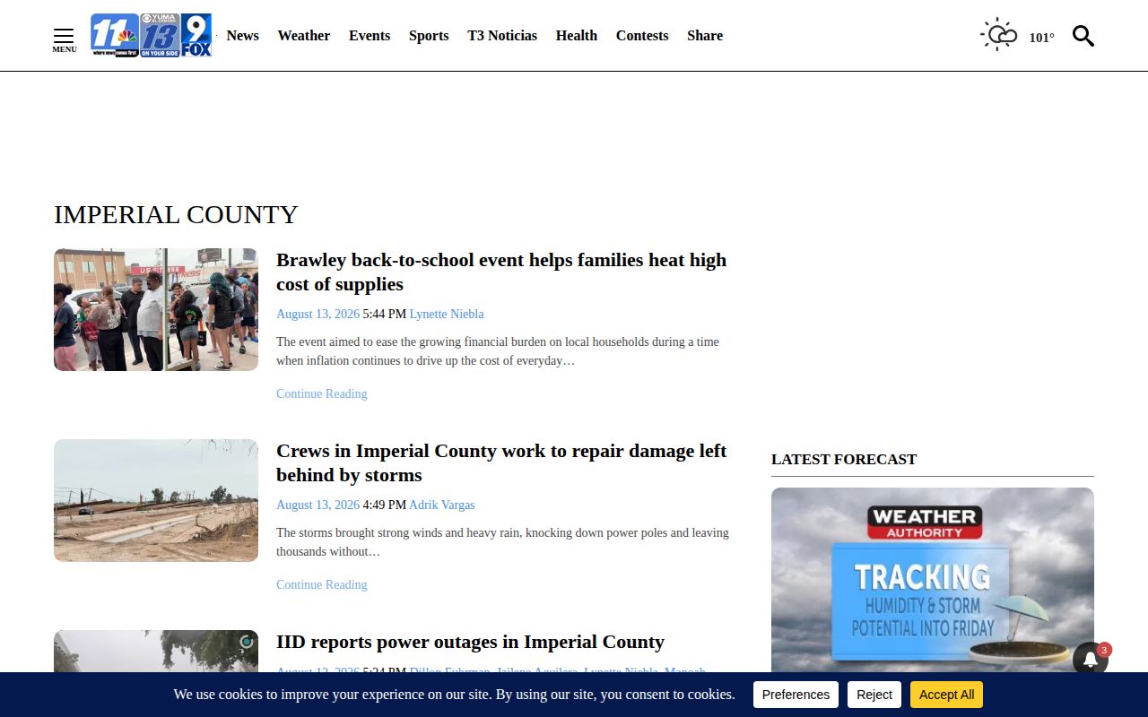 KYMA Imperial County crime news archive and local reports